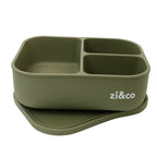 zi&co Lunch Bento 3 silicone lunchbox, 3 compartments — presentation shot on a table