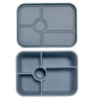 zi&co Lunch Bento 5 European design silicone lunchbox, in charcoal grey, open and closed views