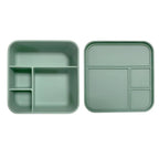 zi&co Jumbo Lunch Bento 4 silicone lunchbox, 1860ml, in sage green, open and closed views
