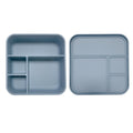 zi&co Jumbo Lunch Bento 4 silicone lunchbox, 1860ml, in blue-grey, open and closed views