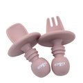 zi&co Fork & Spoon Set, silicone toddler utensils, in pink