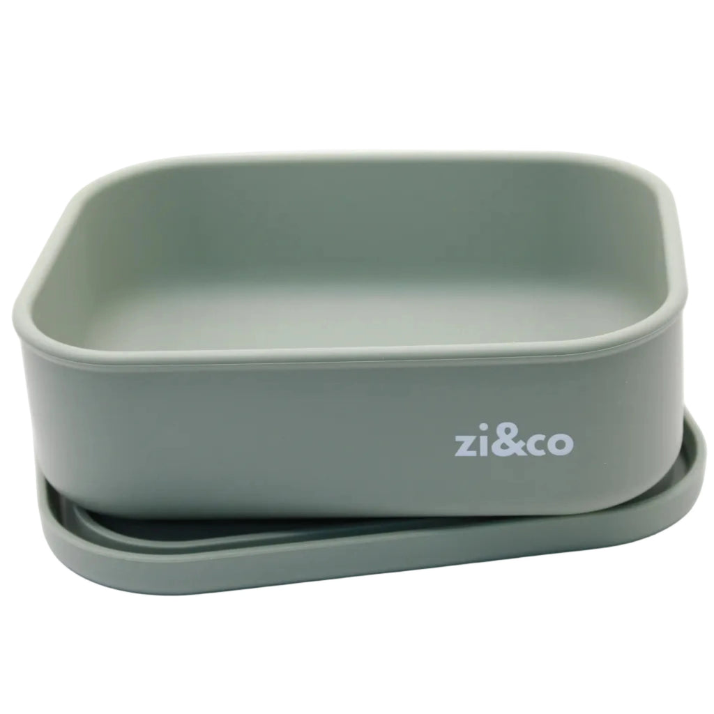 zi&co Silicone Rectangle Lunchbox, in sage green