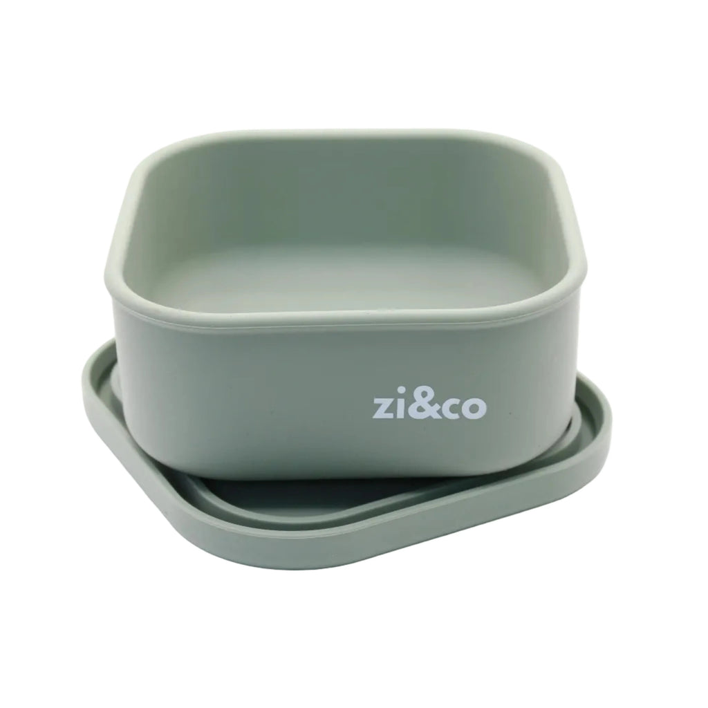 zi&co Silicone Square Lunchbox, in sage green